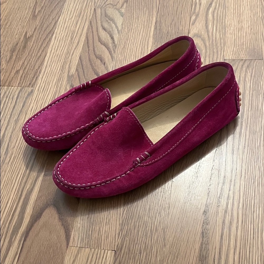 M. Gemi The Felize Suede Fuchsia pink driving loafers